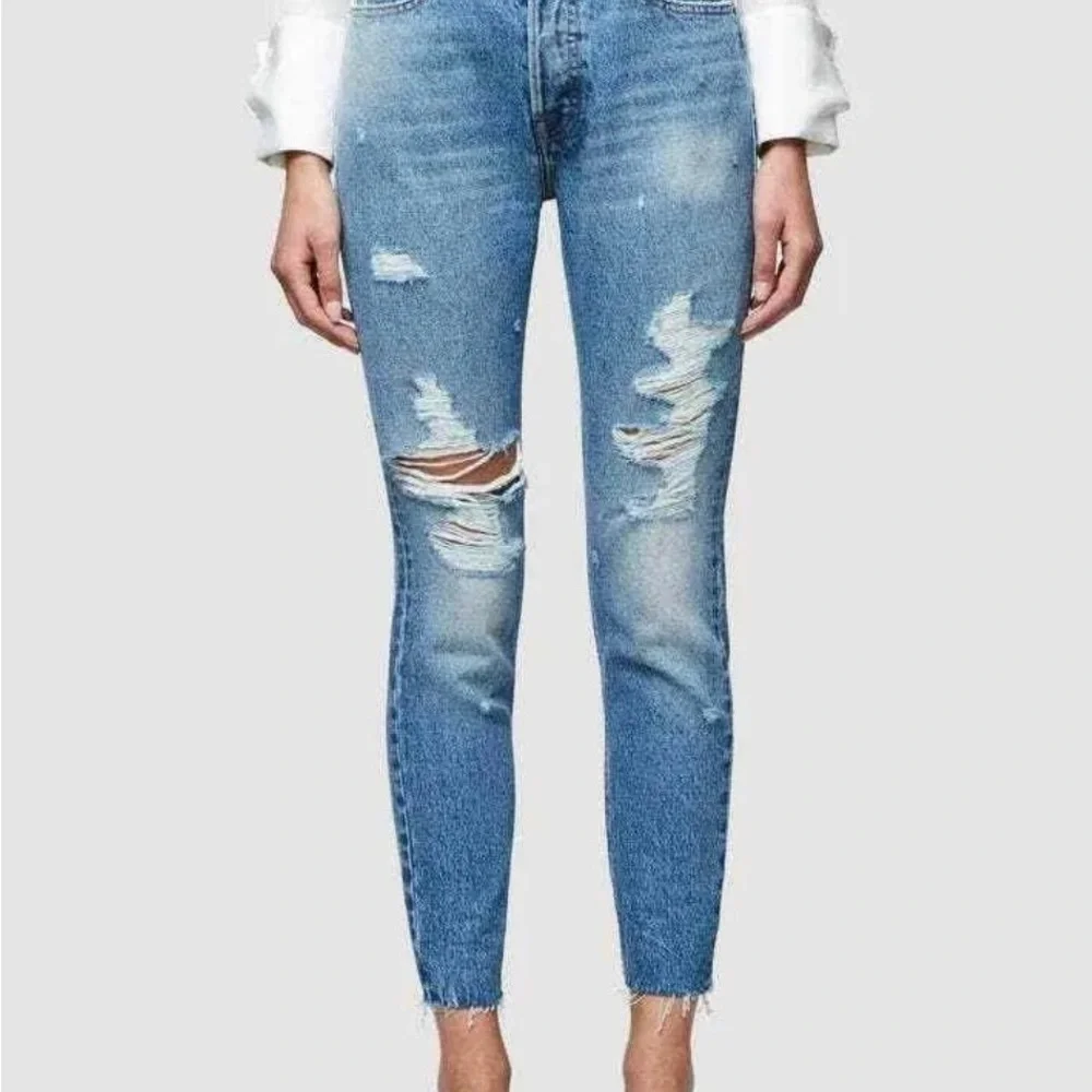 FRAME Le Original Rigid Skinny Jeans | High Rise Distressed Light Wash | Size 24